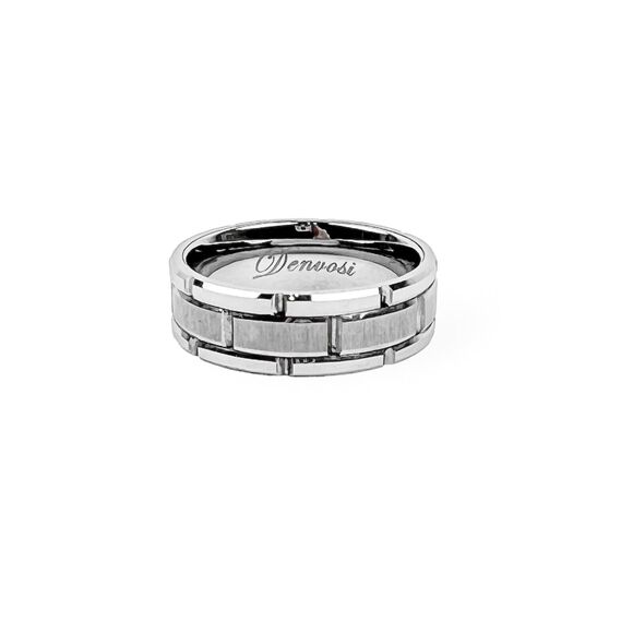 Denvosi Tungsten Ring Brushed Texture Brick Pattern Fashion Band Shiny Edge 12.5 - Picture 6 of 7